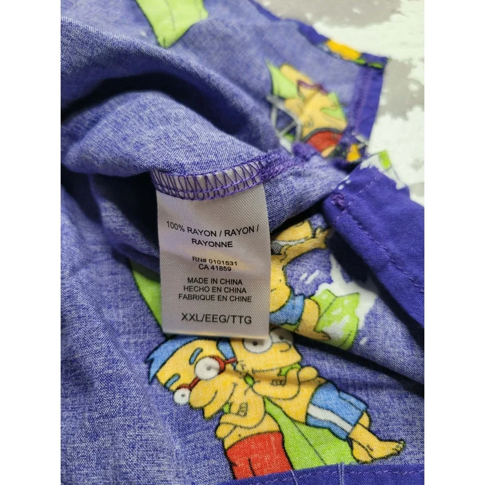 The Simpson's Bart‎ Milhouse Surfing Button Down Short Sleeve Shirt Youth XXL